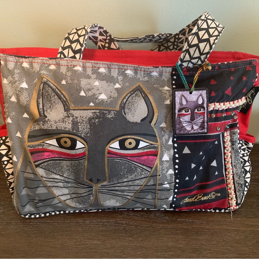 Laurel Burch Whiskered Cat Medium Large Tote Bag